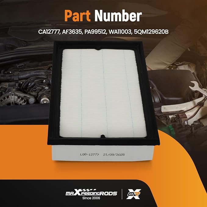 maXpeedingrods CA12777 Engine Air Filter Fit for Volkswagen Golf 2019-2021, Golf SportWagen 2019, Jetta 2019-2021, Jetta 2022-2023, Taos 2022-2023, L4 1.4L 1.5L, Replacement for AF3635, PA99512