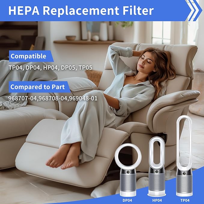 TP04 Filter Replacements for Dyson HP04 TP04 DP04 TP05 DP05 Air Purifier, Fan Filter Replacements for Dyson,360 Combi Glass Hep+Carbon Air Purifier F-ilter(Not for HP07 TP01 TP02 TP07 HP09)