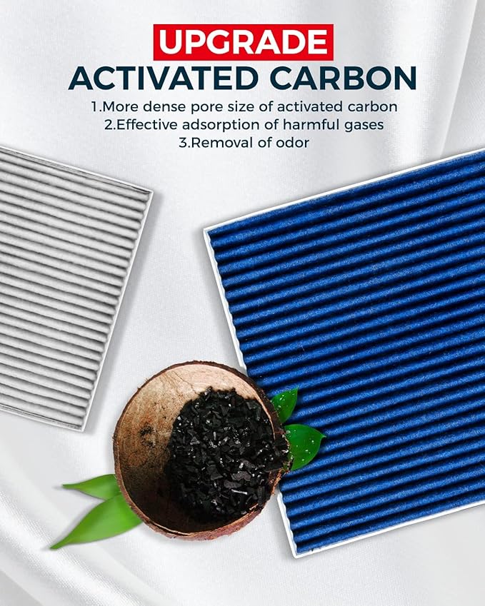 KAX Premium Cabin Air Filter with Dual Active Carbon, CF12157 Replacement for Toyota Camry, RAV4, Corolla, Lexus RX350, Prius, C-HR, ES350, Avalon, CX-9, ES300h, RX450h, highlander, Cabin Filter