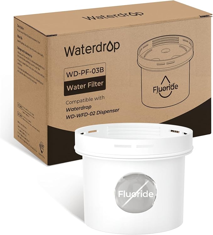 Waterdrop Fluoride-Reducing Replacement Filters for WD-WFD-02L, WD-WFD-02W Dispenser Filtration System, Reduces PFOA/PFOS, Last Up to 150 Gallon or 2 months, WD-PF-03B (1 Pack)