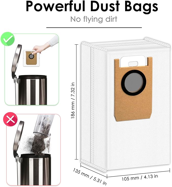 (9 Pack) Omni S1 Pro Replacement Dust Bags Compatible With Eufy Robot Vacuum Omni S1 Pro Self Empty Station, Disposable Dust Bags for Robot Vacuum