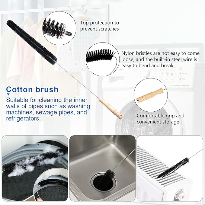 Dryer Vent Cleaner Kit Compatible With Dyson V15 V12 V11 V10 V8 V7 Gen5 Vacuum Cleaner with Dryer Lint Brush and Hard Bristle Crevice Cleaning Brush