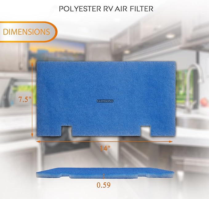 RV Air Conditioner Filter - 14" x 7.5" MERV 6, 2 Pack Compatible with Dometic Air Grille 3313107.103, 3105012.003, 3104928.019
