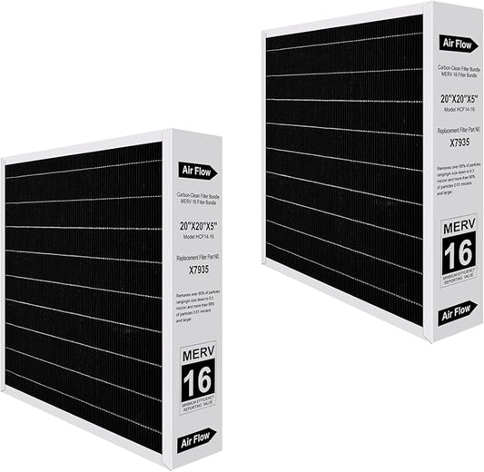 2026 New X7935 MERV 16 Air Filter Bundle 2-Pack,Carbon Clean Healthy Climate,Replacement Filter Media for HCC14-23 Lennox & Honeywell FC100A1011/FC200E1011,X7935 20x20x5 Inches Merv 16 Filter (2-Pack)