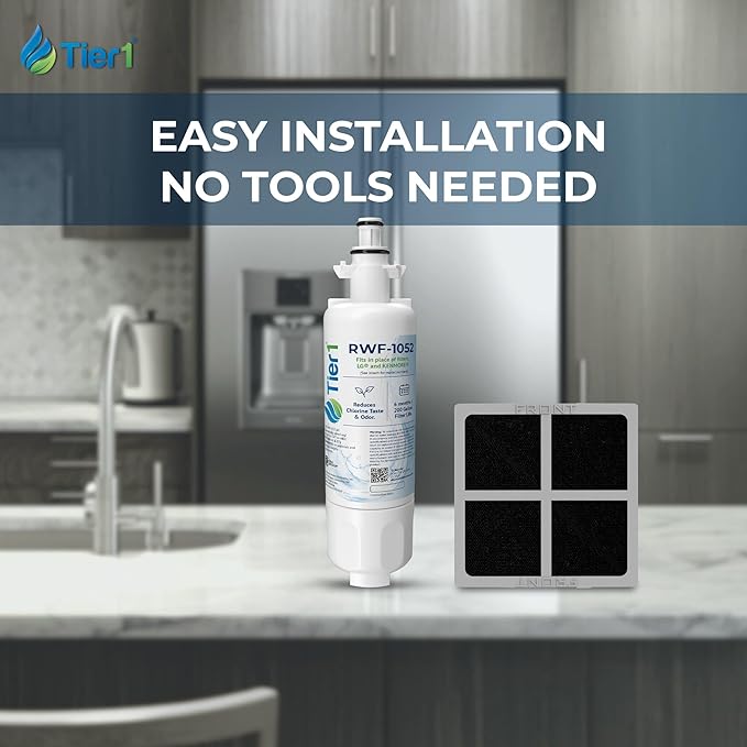 Tier1 RWF1052 ADQ36006101 Refrigerator Water & Air Filter Combo | Replacement for LG LT700P & Kenmore 9690 Fridge Filter - Lasts up to 6 Months | Easy Install | Odor Control | Great Tasting Water
