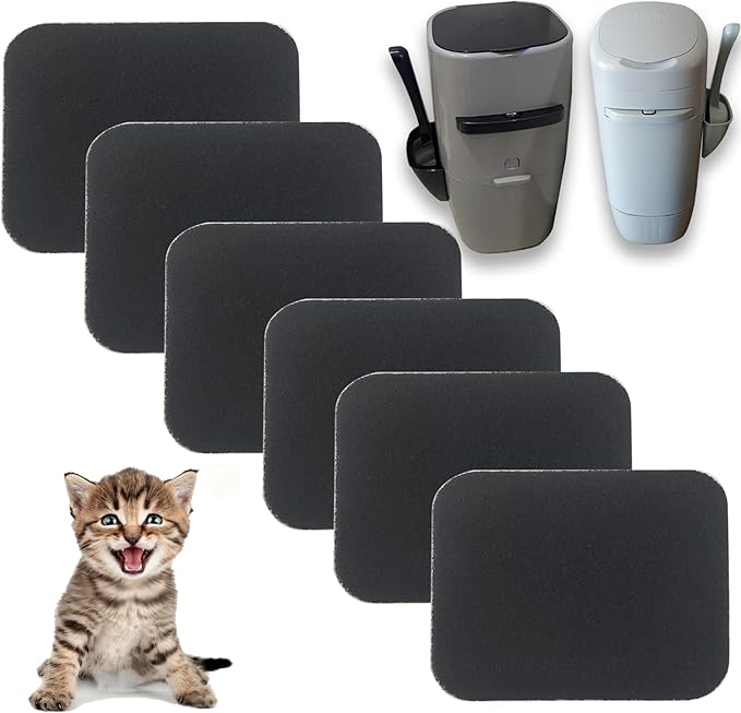6 Pack Charcoal Filters Replacement for Litter Genie Standard Pail, Activated Charcoal Filters Compatible with Litter Genie Cat Litter Box Waste Disposal System for Odor Control (6)