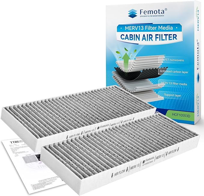 Certified MERV 13 Cabin Air Filter with Activated Carbon, CF10553 (CP553) for Nissan Frontier, NV1500, NV2500, NV3500, Pathfinder, Xterra, Suzuki Equator