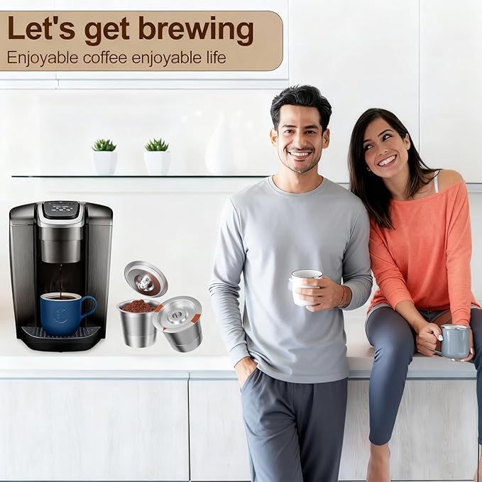 Reusable K Cups Coffee Pods for Keurig: Full Stainless Steel Refillable K Cups Coffee Filter Compatible 1.0 and 2.0 Coffee Makers-brewers (2Pack)