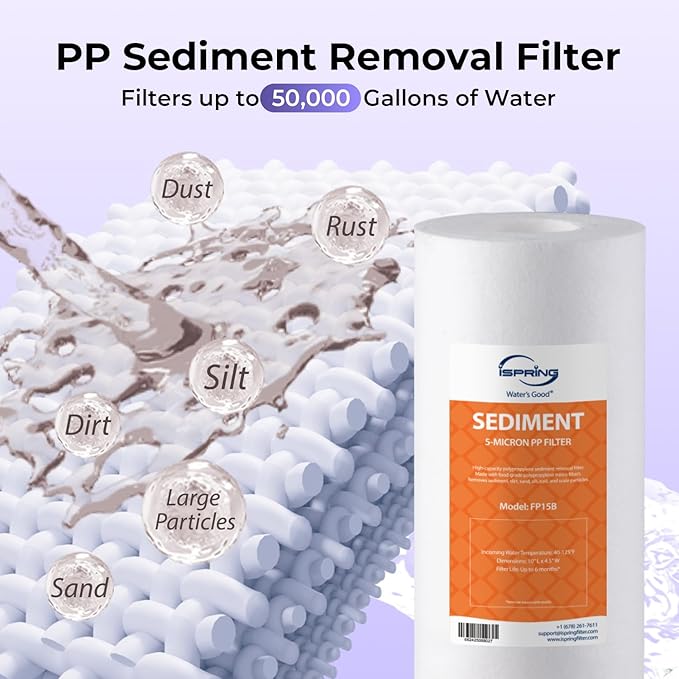 iSpring F3WGB31BDS Anti-Scale Whole House Water Filter Replacement Pack, Reduces up to 99% Chlorine, Scale, Odor, and Sediments, Up to 12 Months, 4.5” x 10”, Fits WGB31B-DS