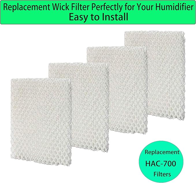 HAC-700 HW-700 Replacement Wick Filter: Replace for Honeywell HAC-700V1 HAC700PDQV1 HAC700TV2 HCM-750 HCM-750B Humidifiers Filter B - 4 Pack, White