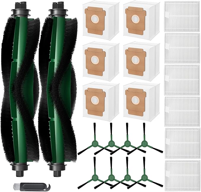 23 Pack Replacement Parts Compatible with iRobot Roomba Vacuum 2 Q0520 Essential Robot Vacuum, Accessory Kit with 2 Roller Brushes, 6 Filters, 6 Dust Bags, 8 Side Brushes, 1 Cleaning Tool