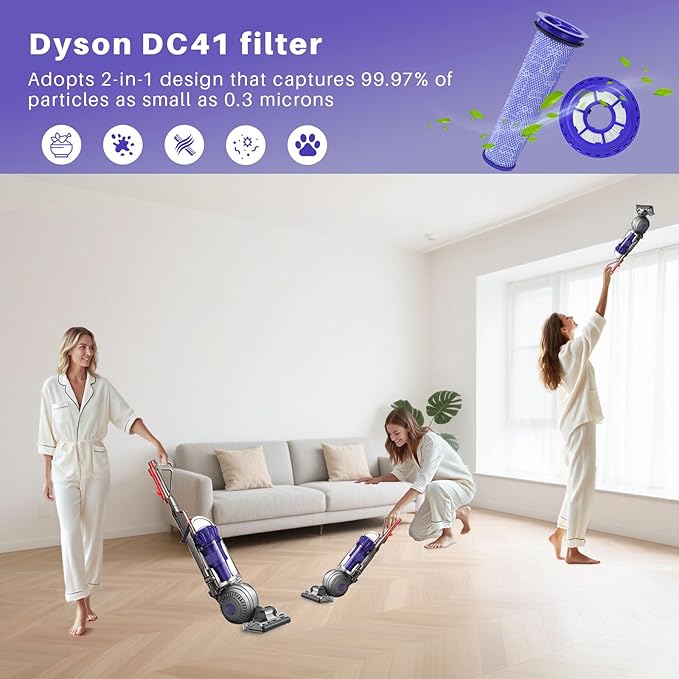 2 Pack Vacuum Ball Animal 2 Filter Replacement for D-yson DC41 DC65 DC66 UP13 UP20 UP30 Animal, Multi Floor and Vacuum Ball Animal 3,2 Post Filters & 2 Pre Filters, Part 920769-01 & 920640-01