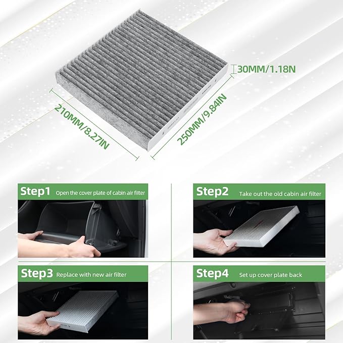 97133L1000 Cabin Air Filter Replacement for 2021-2025 Elantra, 2022-2024 Ioniq 5, 2021-2025 Santa Fe, 2020-2025 Sonata, 2022-2025 Tucson, 2021-2025 K5, Fits 97133 - L1000, 97133-N9100, PC99594P