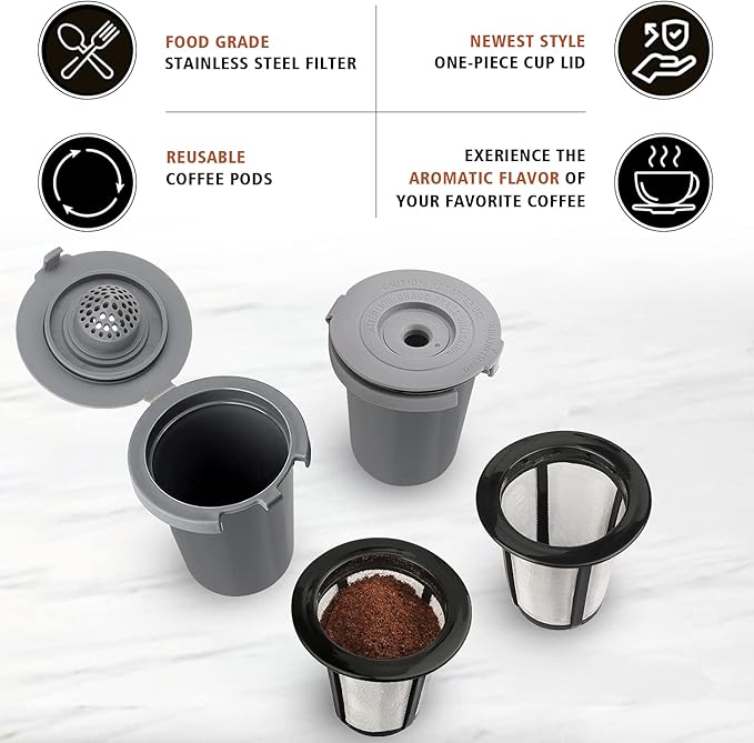 Reusable Filter Cup for Cuisinart, Compatible with Cuisinart #SS-RFC HomeBarista Reusable Filter Cup, Dark Gray (2 Pack)