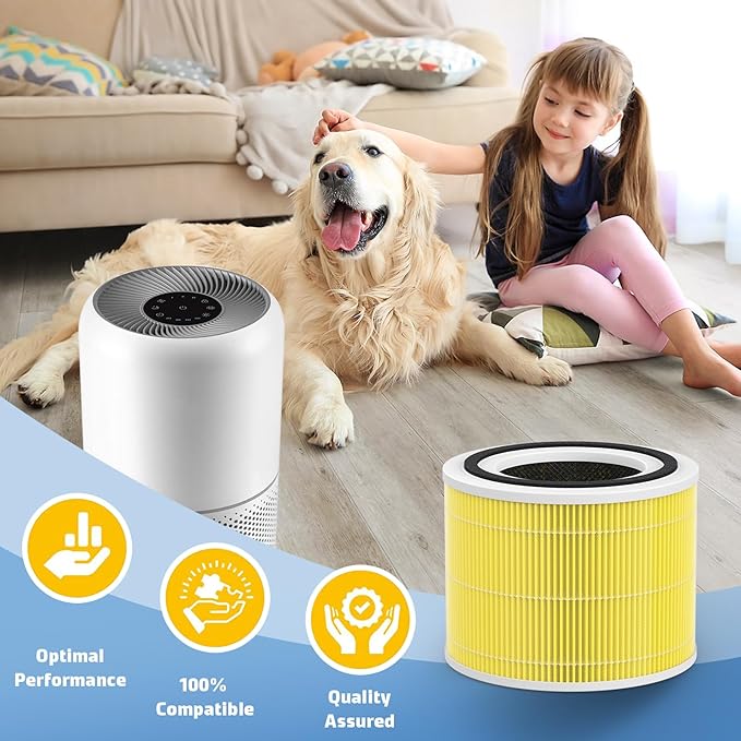 Core 300 Replacement Filter Compatible with Levoit Core 300, Core 300S, Part# Core 300-RF-PA, Pack of 2, Yellow
