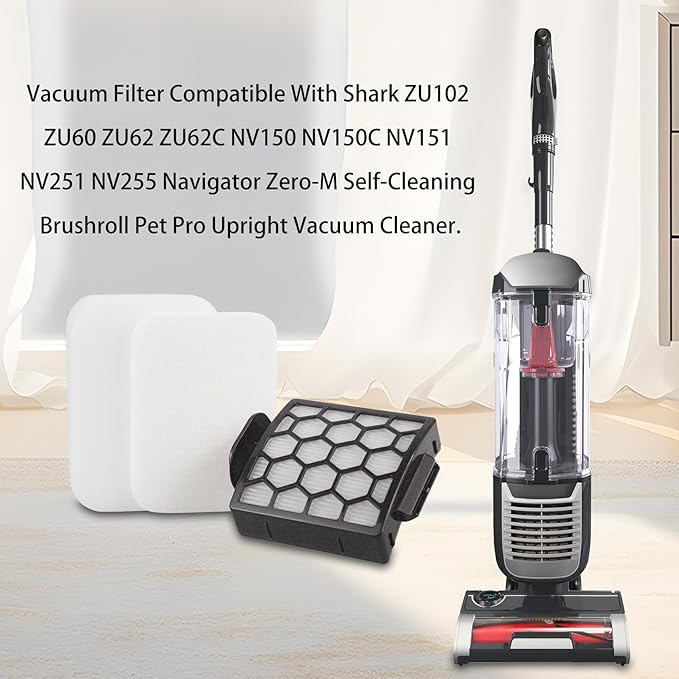Replacement Filter for Shark ZU102 ZU100 NV181 NV151 ZU55 NV150 NV250 ZU60 ZU62 ZU62C NV150C NV251 NV255 Rotator Pet Upright Vacuum, Parts # 1238FT60 1239FT60
