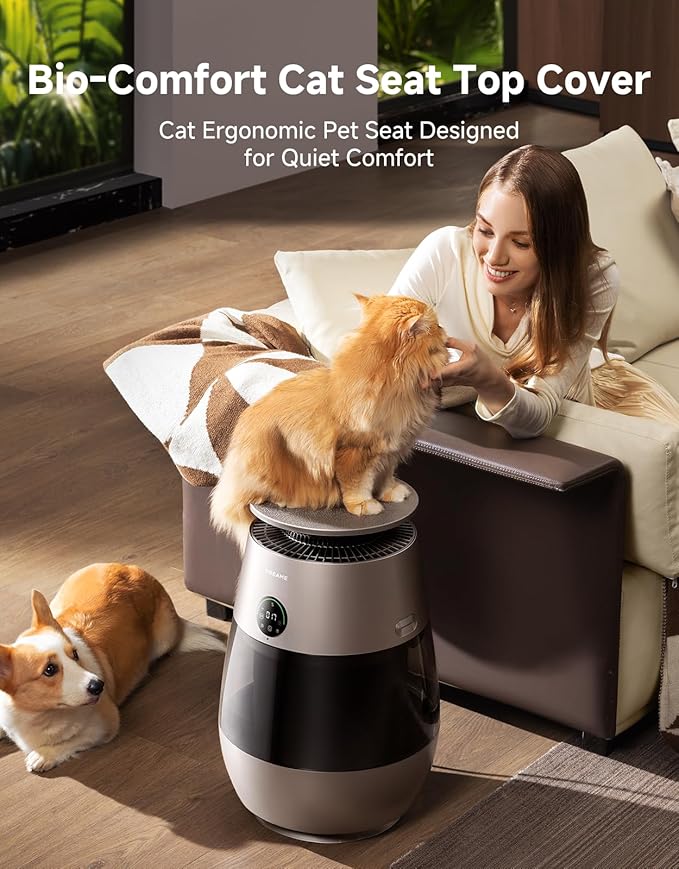 ‌Dreame Pet Air Purifier, 1346 ft² for Home Large Room, NeverChange 5.4-Year Filters for Odor Purification, 360° Visual Collection of Hair, ‌Pet-Friendly Design, APP & Voice Control, AP10-Gold