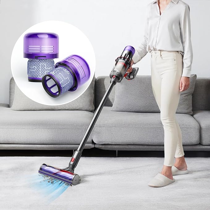 2 Pack SV18 V9 Filter Replacement for Dyson Digital Slim/Spare & V9 Motorbar Cordless Vacuum, Part No. 970612-01