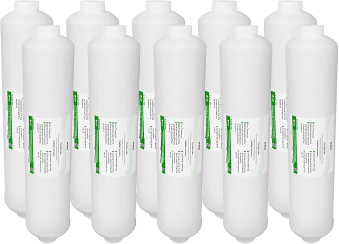 Post Activated Carbon Water Filter Replacement – 5 Micron Inline Filter – 10 inch Inline Carbon Filter– Under Sink and Reverse (10 Pack) Compatible with Standard RO Water Filtration Systems