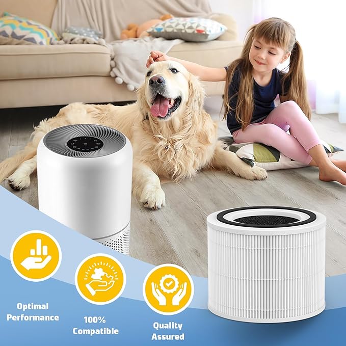 2 Pack Core 300 Replacement Filter Compatible with Levoit Core 300, Core 300S, Part# Core 300-RF, White