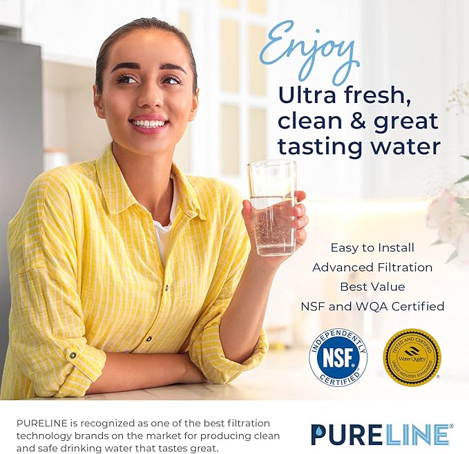 Pureline LT1000PC Refrigerator Water Filter Replacement for LG LT1000P, ADQ747935, MDJ64844601, Kenmore 46-9980 and LT120F Air Filter (3 Pack)