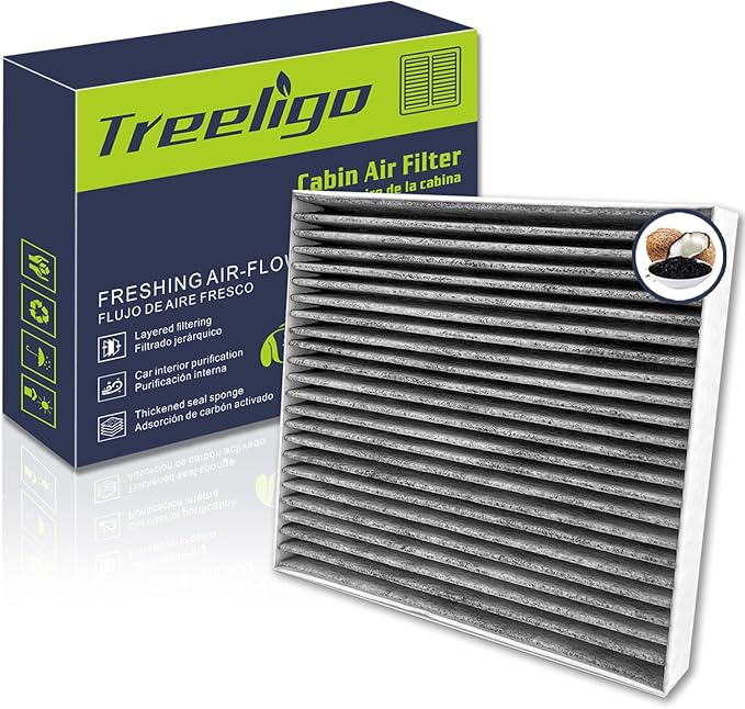 Treeligo CF10374 Cabin Air Filter, Replacement for Tacoma 2005-2023 Dart 2013-2016 Vibe 2003-2008 w/Upgraded Coconut Shell Activated Carbon, Car Passenger Compartment Air Filter, Freshing Air-Flow