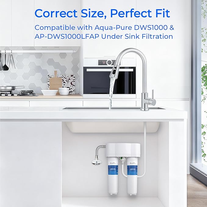 DW8090 Under Sink Filter Replacement, Compatible with 3M Aqua Pure AP-DW80/90, AP-DWS1000, AP-DWS1000LF Under Sink Filtration System, 1 Set