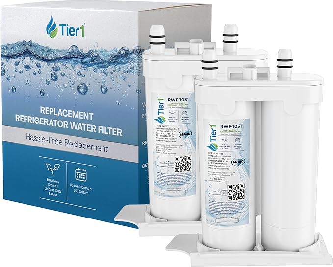 Tier1 RWF1031 WF2CB Refrigerator Water Filter | Replacement for PureSource2 WF2CB & EWF01 Fridge Filter - Up to 12 Months Supply | Easy Install | Odor Control | Clean & Great Tasting Water (2-pk)