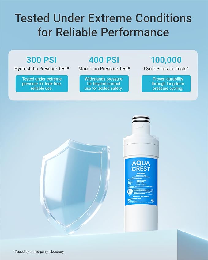 AQUA CREST LT1000PC ADQ747935 MDJ64844601 Refrigerator Water Filter, Replacement for LG® LT1000P®, LT1000PC, LT1000PCS, ADQ74793501, ADQ74793502, LFXS26973S, Kenmore 469980, 9980, 3 Filters