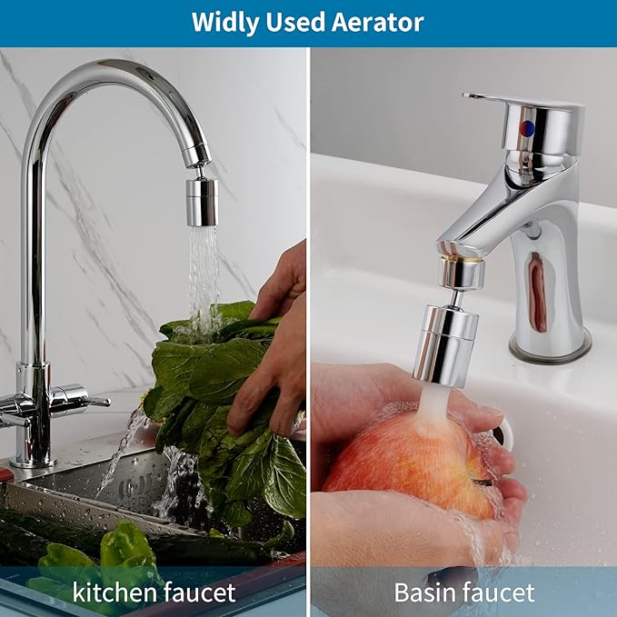 Hibbent NSF/ANSI/CAN 61 Certified Faucet Aerator, Kitchen Sink Aerator, 2 Water Flow CUPC Certification 360-degree Swivel Faucet Extender, 55/64 Inch Female Thread, Water Saving-Chrome Finish