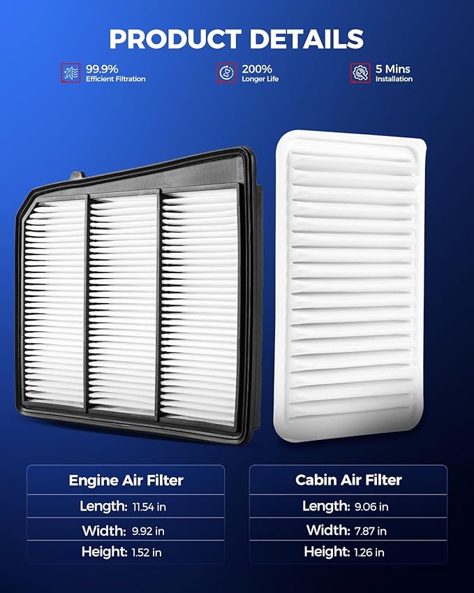 KAX Engine & Cabin Air Filter Kit, Replacement for Nissan TITAN 2017 2018 2019 2020 2021-2024, Replace# CA12168 CF10743