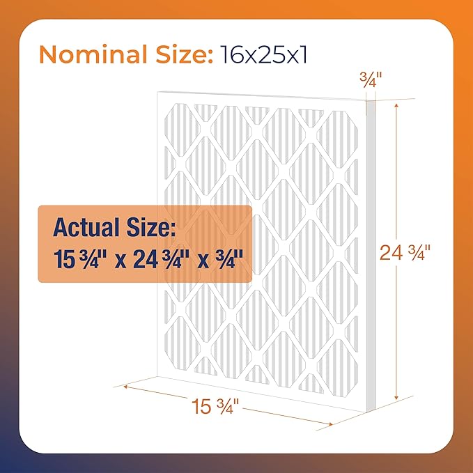 NaturalAire 16x25x1 Pleated Air Filter - Odor Eliminator with Baking Soda, 4-Pack of MERV 8. Controls Household Odors and Traps Harmful Airborne Particles, Lasting Up To 90 Days. 84857.011625