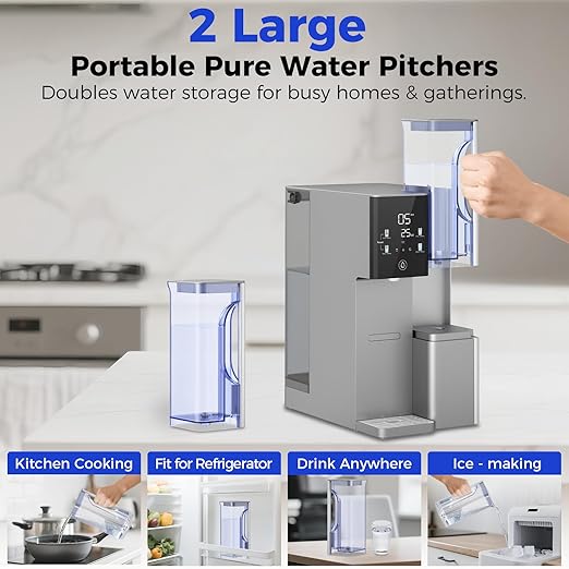 CT910G Countertop Reverse Osmosis Water Filter, 7-Stage RO Water Filtration System with 2 Portable Pitchers, NSF/ANSI 372,42,58, 5 Volume Settings, 3:1 Pure to Drain CT910G, Bundle