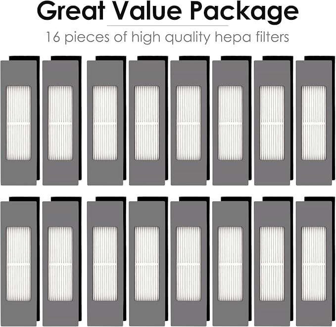 (16 Pieces) N10 HEPA Filters for ECOVACS DEEBOT OZMO N10, N10 Plus, 920, 950, T8 AIVI Max, T9, T5, N5, N7, N8+, N8 Pro Plus, DX55, DX93, DJ65 Robot Vacuum Cleaner Filters Accessories Kit