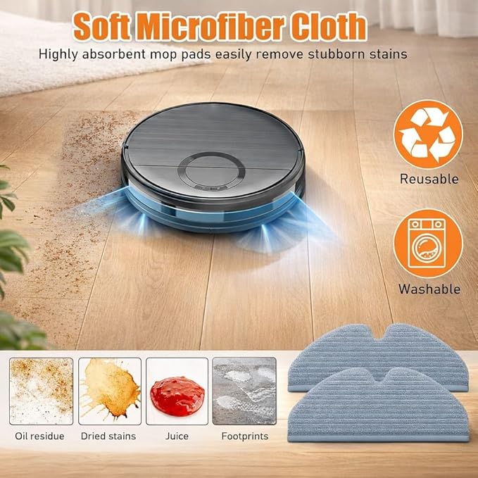 14Pack YUJINRU Replacement Parts Accessories Kit Compatible with UMMUND T7S Robot Vacuum.4 Mop Pads, 4 Filters, 6 Side Brushe