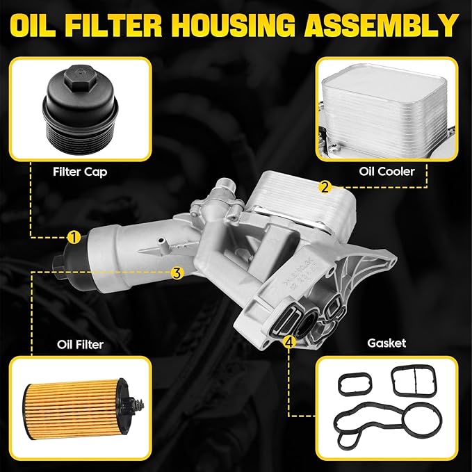 11428596283 Aluminium Oil Filter Housing Assembly Compatible with 2017-2022 BMW 230i 330i GT 330e 430i 530e 530i 740e xDrive X3 X4 Oil Cooler