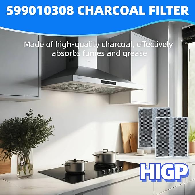 WB02X10707 S99010308 Charcoal Replacement Filter 10.8 X 13.3 X 0.1in Pack of 2 Compatible with Broan BPSF30 QS WS NON-Ducted Range Hood