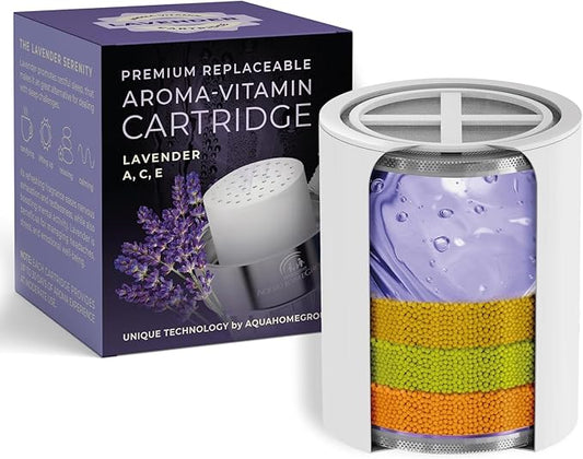 AquaHomeGroup Vitamin C + E + A Shower Filter Replacement Cartridge with Aroma Granules (Lavender) - Reduces Chlorine, Supports Skin & Hair Health - Compatible with Similar 15 20 Stage Filters
