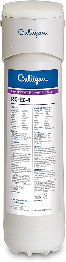Culligan US 4 EZ-Change Under Sink Water Filtration System with Dedicated Faucet and Premium Filter for Clean Drinking Water, Single Unit, Chrome
