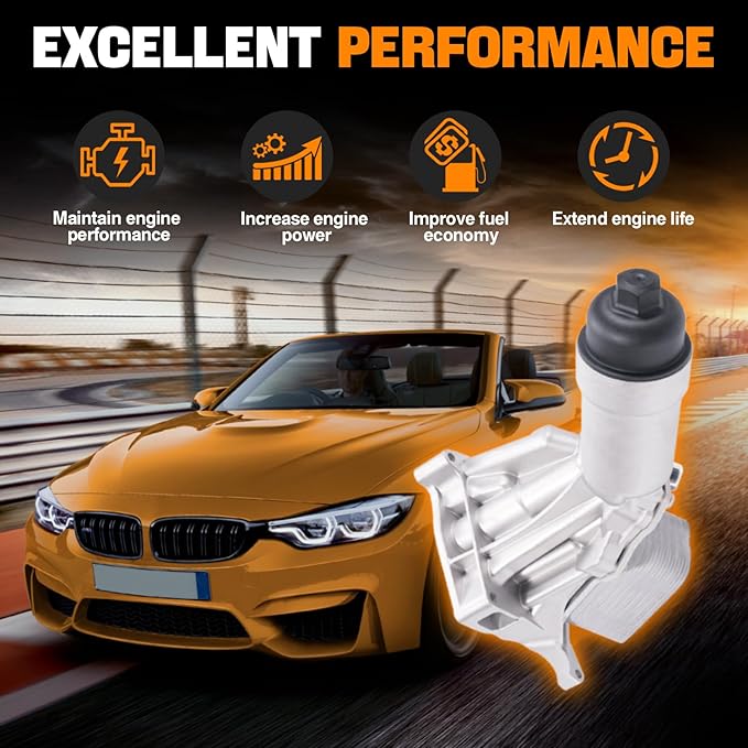 WEILEITE B46 B48 Upgrade Aluminum Engine Oil Cooler Filter Housing Fit For BMW X3 X4 220I 230I xDrive 320I 330E 330I GT 430I Gran Coupe 530E 530I 740E 2.0L 2016-2022 Replaces 11428596283 11428575211