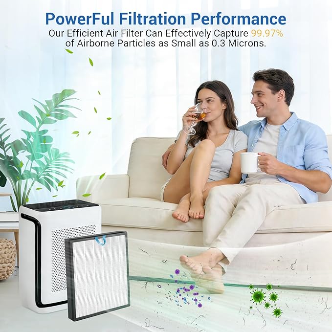 Vital 100S Replacement Filter 2-Pack, 3-in-1 HEPA & Activated Carbon Filter, Compatible with Vital 100S and 100S-P Air Purifiers, Replacement for Vital 100S-RF, White (White)