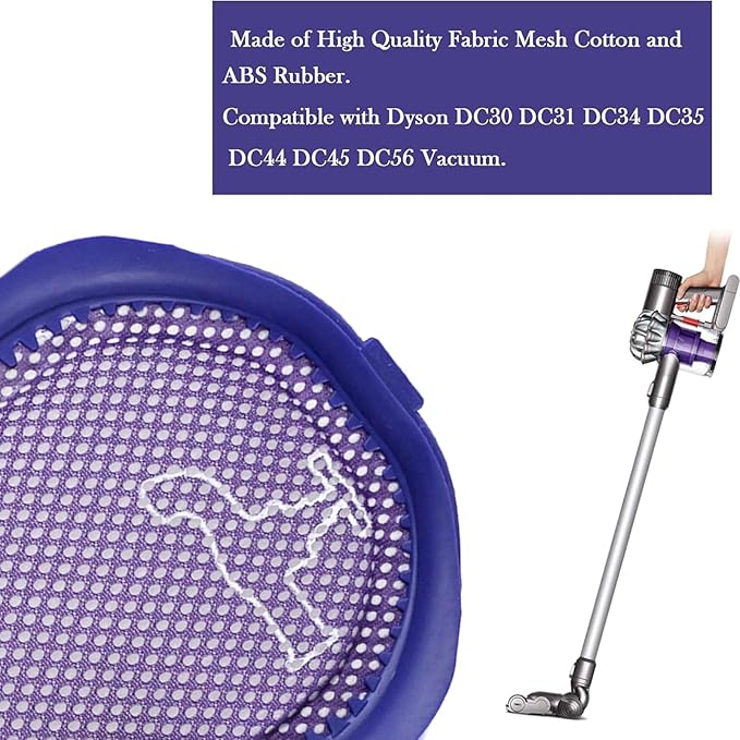 2 Pack Filter for Dyson DC30/DC31/DC34/DC35/DC44/DC45 Digital Slim,DC56 Washable Pre-Filter Replacement Compatible with Dyson Vacuum Cleaners,Replaces Pre-Filter Part #917066-02