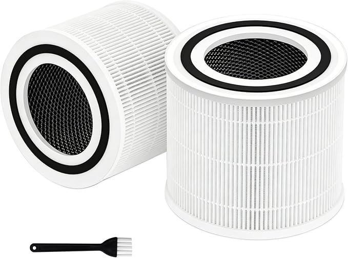 2 Pack Core 300 Replacement Filter, Compatible with Levoit Core 300, Core 300S Air Purifier, Compare to Core 300-RF models, 3-in-1 H13 True HEPA & Activated Carbon Filter, White