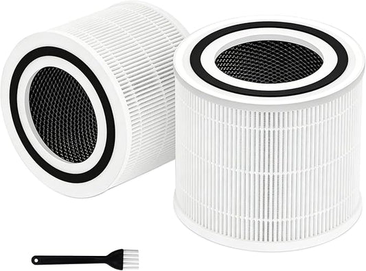 2 Pack Core 300 Replacement Filter, Compatible with Levoit Core 300, Core 300S Air Purifier, Compare to Core 300-RF models, 3-in-1 H13 True HEPA & Activated Carbon Filter, White