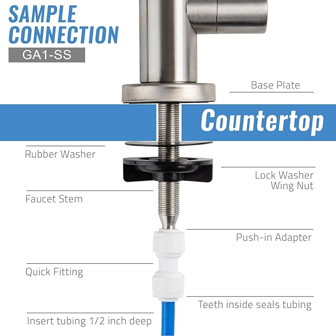 iSpring GA1-SS Stainless Heavy Duty Lead-Free Reverse Osmosis Faucet for RO Water Filtration Systems, 100% Lead-Free, Brushed Nickel Finish