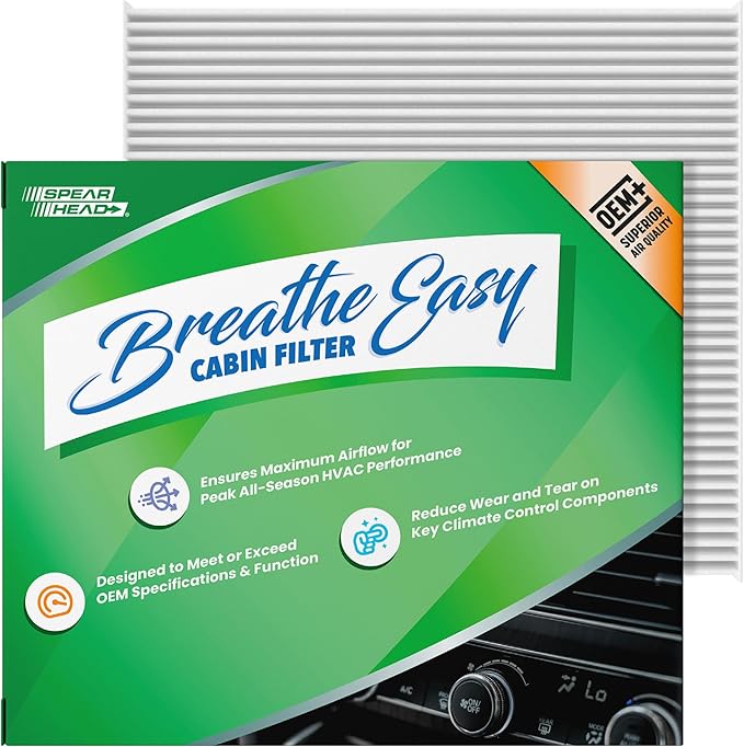 Spearhead OEM+ Particulate Breathe Easy Cabin Filter | Fits 2002-08 Corolla, 2003-08 Matrix Like OEM | Provides Max Airflow & Enhanced Performance (BE-133P)