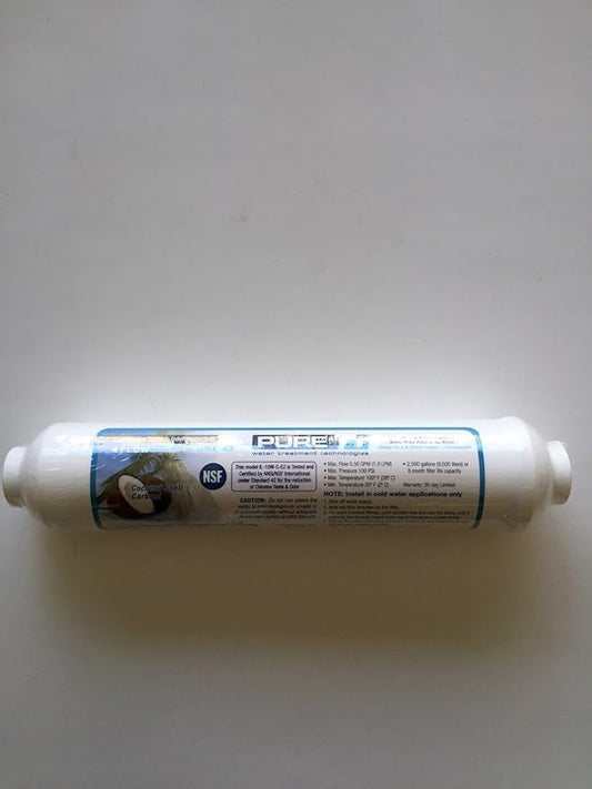 PURE T IL-10W-C-EZ REVERSE OSMOSIS IN-LINE CARBON FILTER 10 X 2 1/4" QUICK CONNECT ENDS