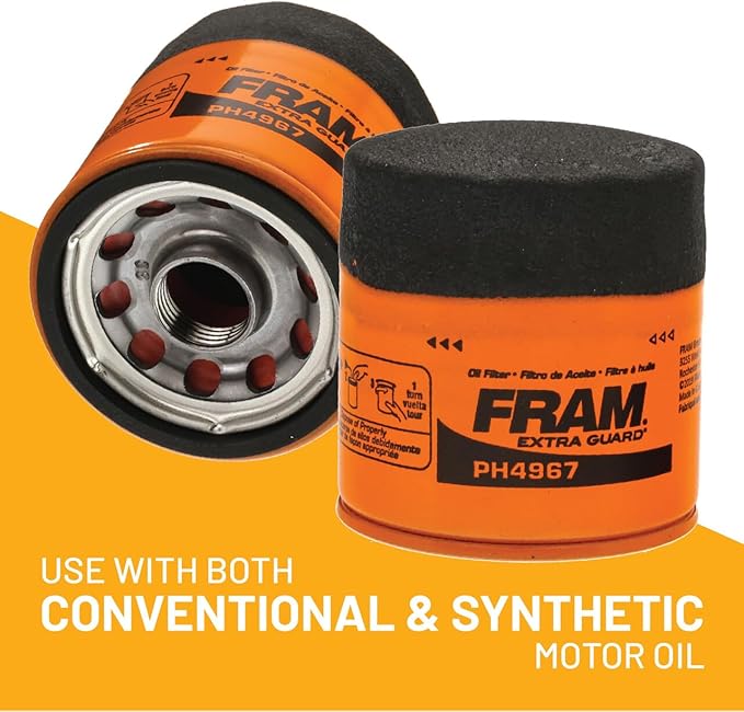 FRAM EG+ PH4967P, 10K Mile Change Automotive Replacement Interval Spin-On Engine Oil Filter for Select Vehicle Models