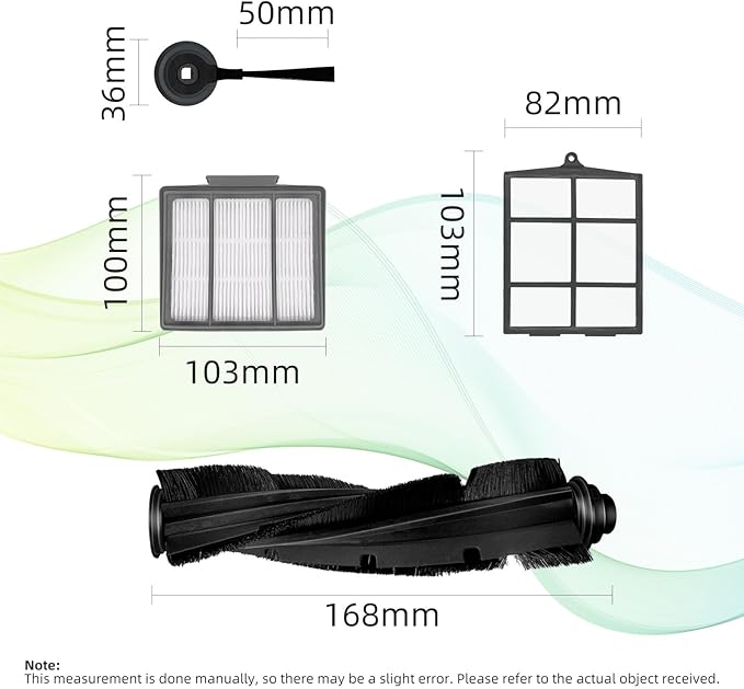 Spare Replacement Parts for Shark ION Robot AV751 AV752 AV753 S87 R85 RV850, RV850WV Vacuum Cleaner Accessory Kit Pack of 4 Side Brushes,1 Main Brush, 3 Pre-Motor Filter, 1 Cleaning Gear