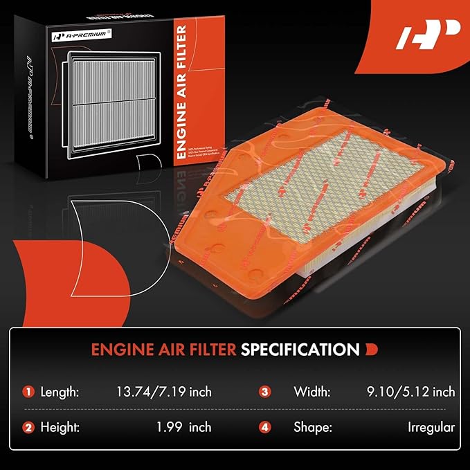 A-Premium Front Engine Air Filter Compatible with Buick LaCrosse 2018-2019 & Chevrolet Malibu 2016-2022, 1.5L 1.8L 2.5L, Flexible Panel, Replace# 23430312